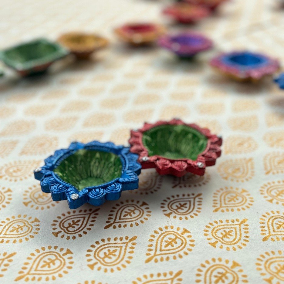 Decorative clay Diya Pair without Wax